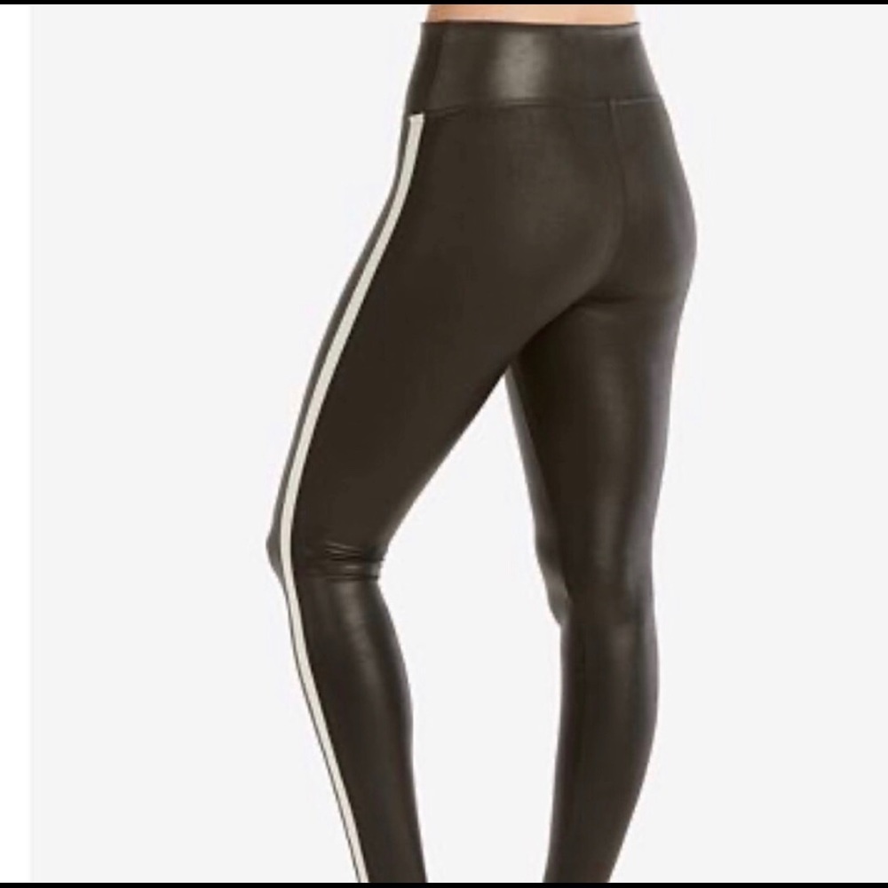 SPANX Faux Leather Side Stripe black Leggings M